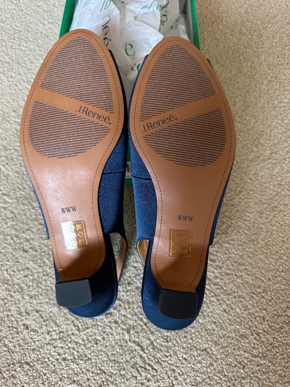 NIB J. Renee Jenvey Sandal 8WW Navy Satin - Picture 3 of 7